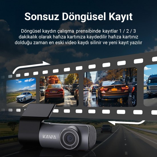 Kawa D5 1296P WDR WiFi 135° Geniş Açılı Araç Kamerası