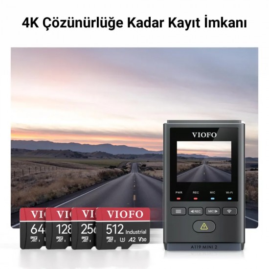 Viofo High Endurance 256GB Class 10 A2 V30 100MB/s Okuma 90MB/s Yazma Micro SD Hafıza Kartı